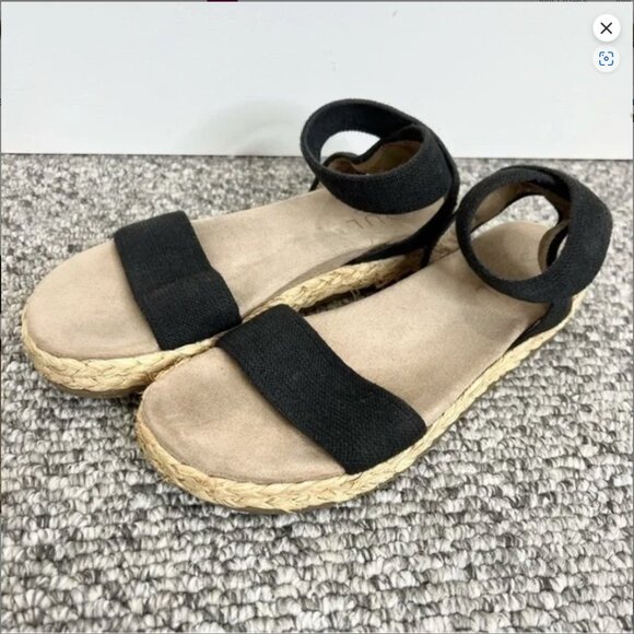 SOUL Naturalizer Details 2 black raffia platform ankle strap flat sandals 9 - Picture 3 of 10